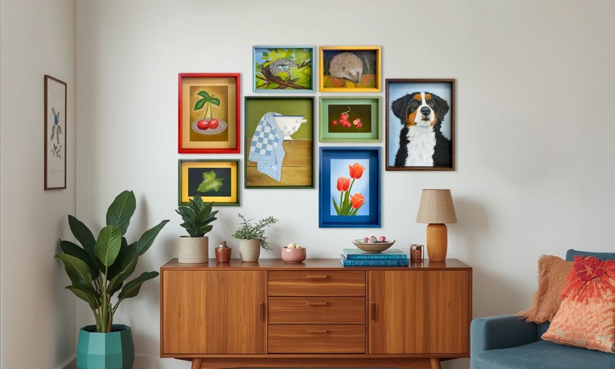 Kleurrijke kunst ingelijst