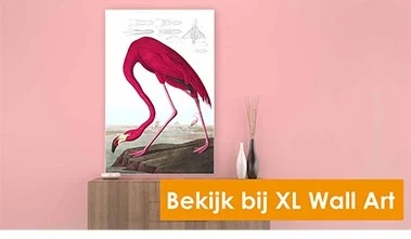 American Flamingo op textiel en art frame