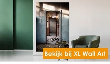 Open doors print op texttiel doek met art frame